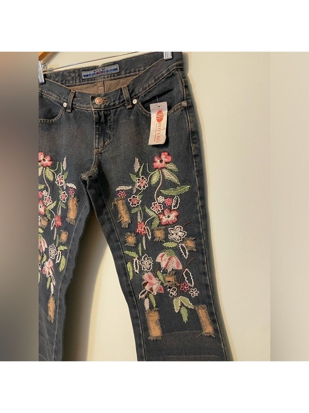 Poty Ro Embroidered Floral Jeans Size 38 - Picture 3 of 9